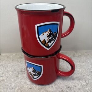 KÜHL 2x Ceramic Camp Mug Vintage-Style Coffee Tea Cup Large Logo Red